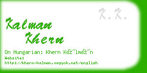 kalman khern business card